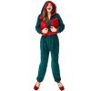Female Green Christmas Hooded Jumpsuit