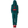 Female Green Christmas Hooded Jumpsuit