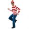 Mens Wheres Waldo Costume Adult Shirt With Hat