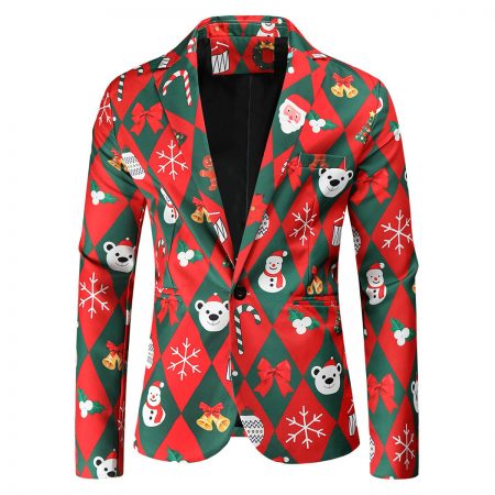 New 3D Printed Christmas Mens Blazer Jacket