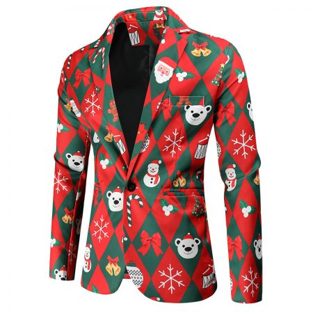 new 3d printed christmas mens blazer jacket