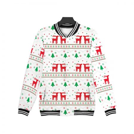 Unisex Christmas Elk Jacket Baseball Uniform