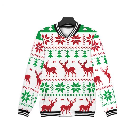 Unisex Christmas Elk Jacket Baseball Uniform