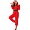 Womens Red Christmas Hooded Jumpsuit