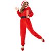 Womens Red Christmas Hooded Jumpsuit